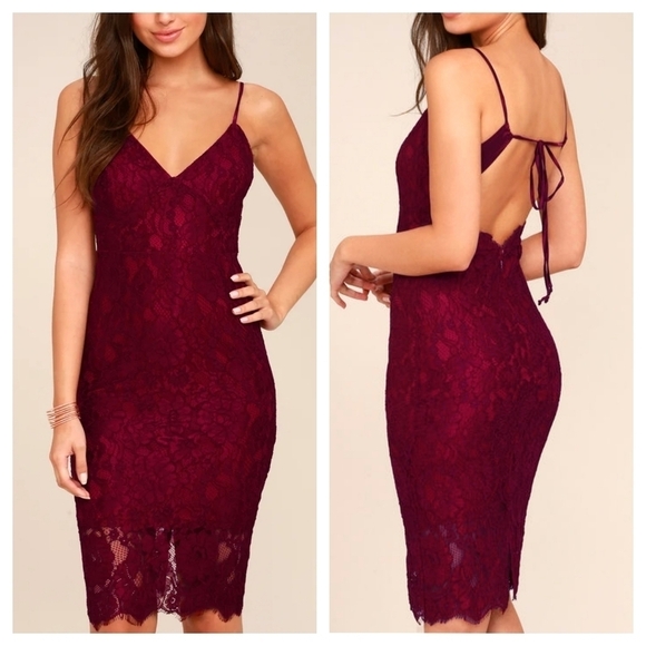 Lulu's Extraordinary Love Burgundy Lace Dress - Picture 1 of 11